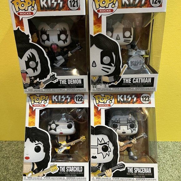 4 New! KISS Funko Pop! Rocks set of 4, #121, #122, #123, #124 - Gene, Ace, Paul - Picture 1 of 3